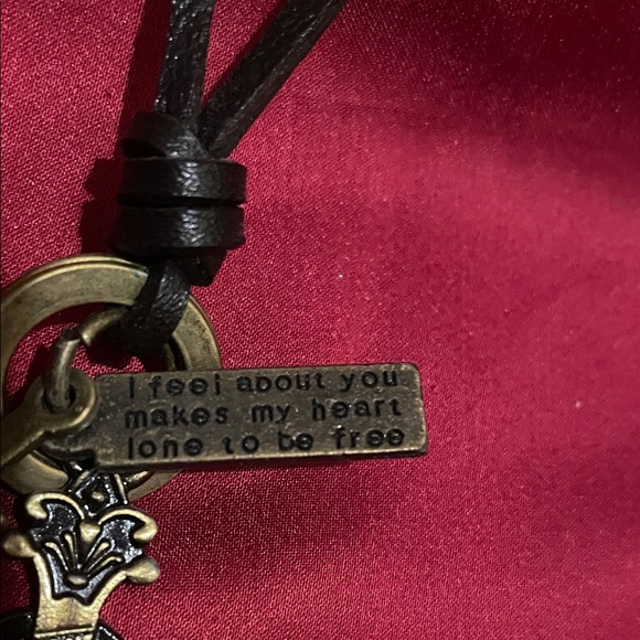 Hand Crafted Black and Gold Cross Necklace - Picture 3 of 9